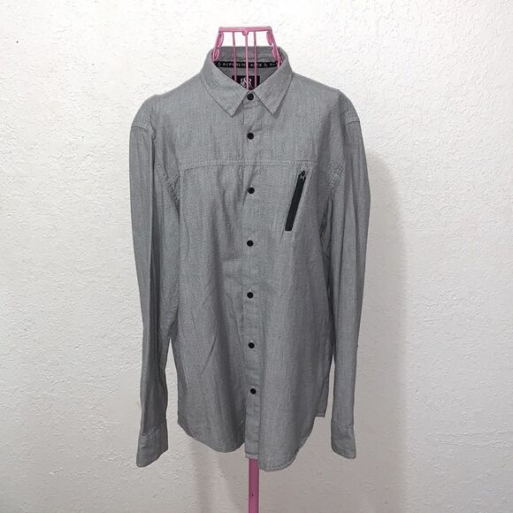 Rock & Republic gray button up mens size: medium - Picture 3 of 16